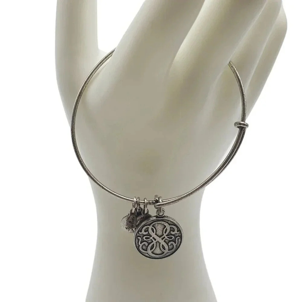 2013 Alex and Ani Path of Life Charm Bangle Bracelet Silver Tone Vintage